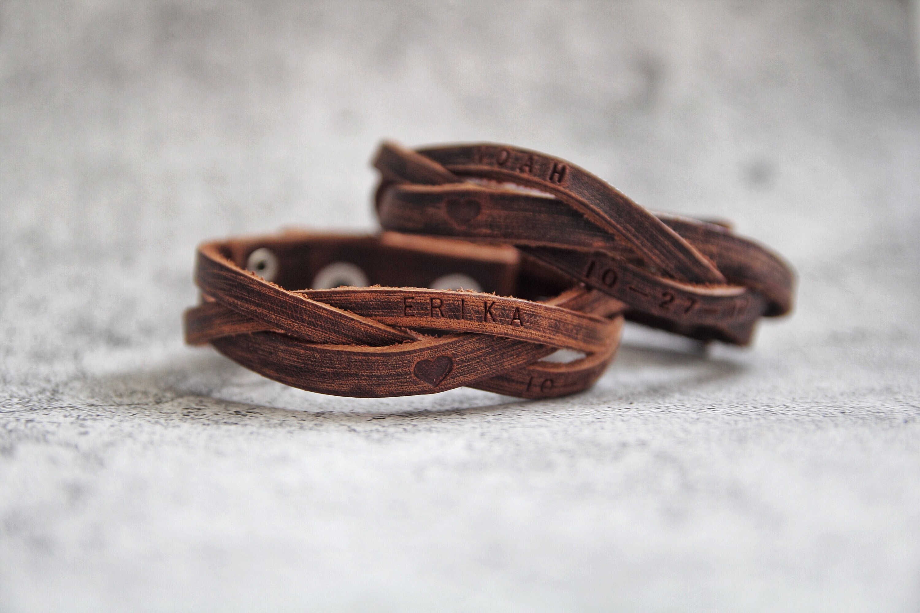 Mens Personalized Braided leather bracelet family bracelet Etsy