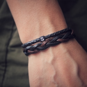 Pulsera de cuero con letra, pulsera trenzada para parejas, pulsera inicial para amigos, pulseras de verano, regalo de cumpleaños para mujeres y hombres