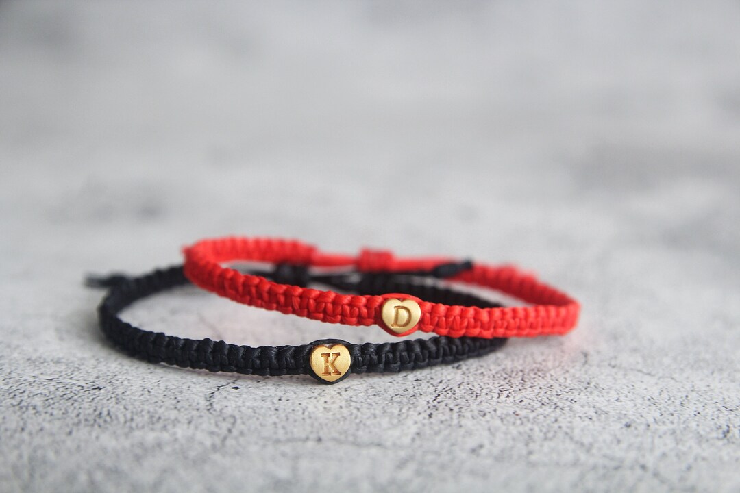 Couples Bracelet, 14k Gold Heart Initial Bracelet, Personalized Gift