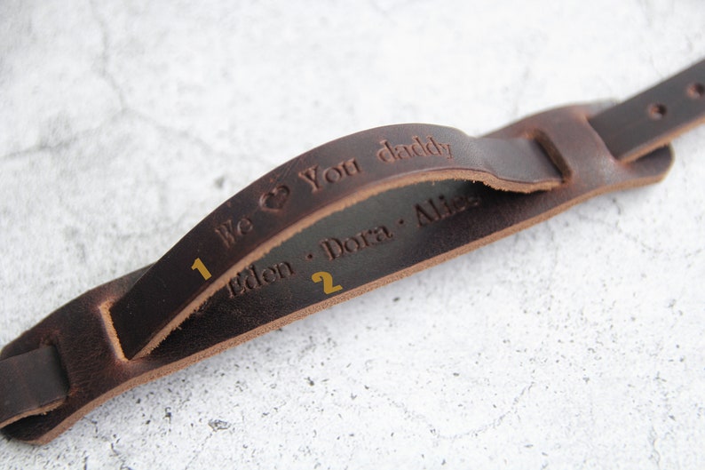 Personalized Gift for Him, Mens Leather Bracelet, Custom Secret Message Bracelet, Fathers Day Gift image 3