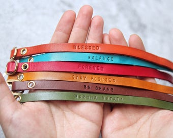 Bracelet for Women, Personalized Friendship Bracelet, Inspiration Bracelet, Custom Leather Bracelet, Gift for Girlfriend, Christmas Gift