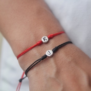 Pulsera personalizada con inicial para parejas, pulsera de pareja, pulsera con letras personalizadas, pulsera con inicial de plata de ley 925K