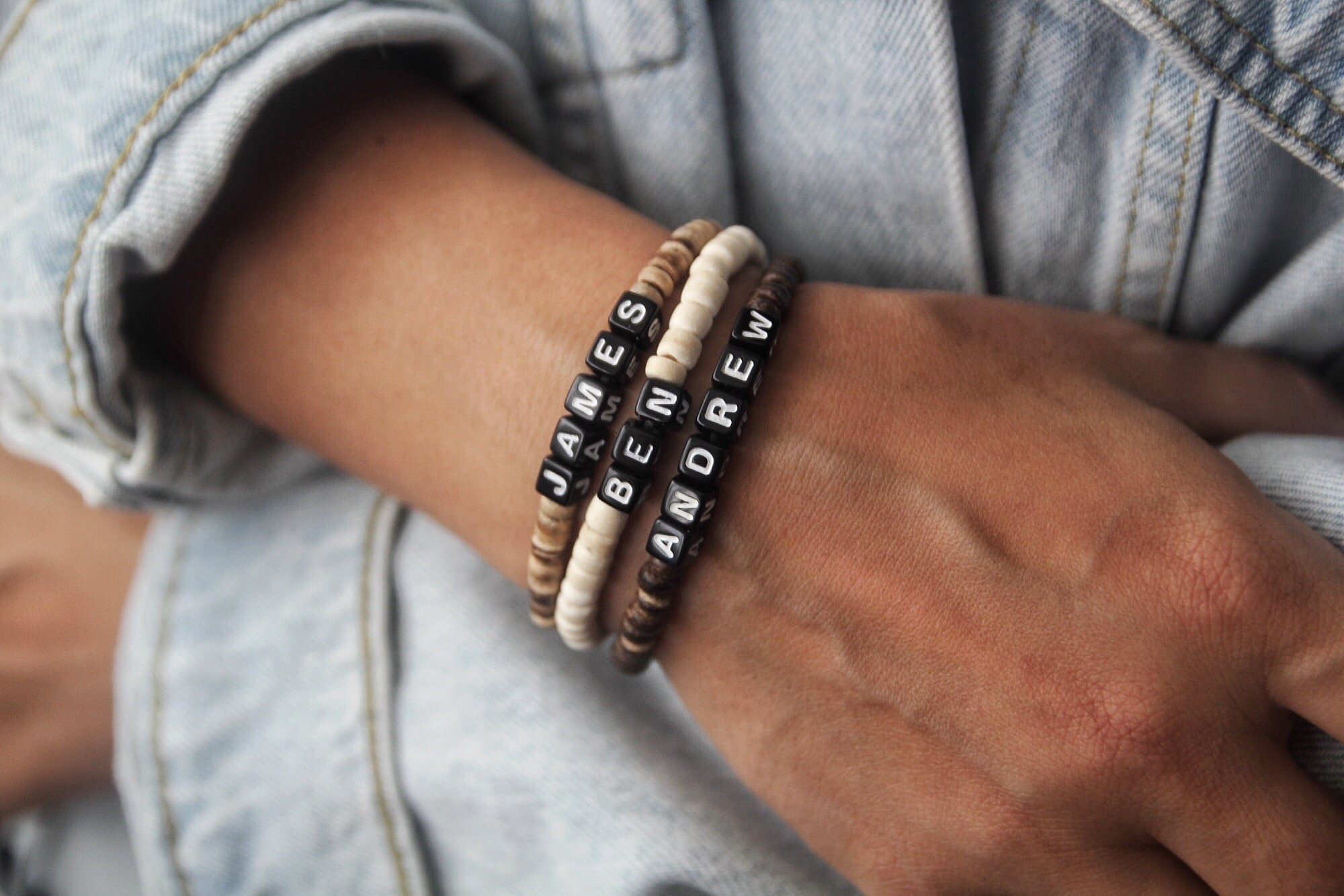 Personalized Wooden Bracelet with Letter, Name Bracelet for Men, Beaded Bracelet with Name, Couples Bracelet, Valentines Day Gift for him