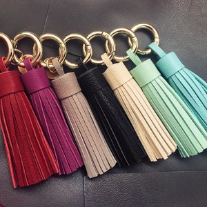 Personalized Keychain, Tassel Keychain, Leather bagcharm, Leather Key Holder, Gift for Women, name keychain, Mothers Day Gift, Gift for Mom image 1