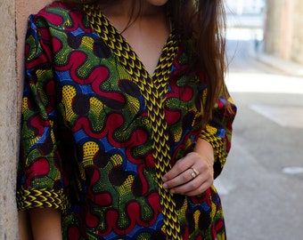 Senegal wax cotton kimono jacket - African kimono for men or women - Original unisex ethnic jacket - Ethical & eco-responsible fashion