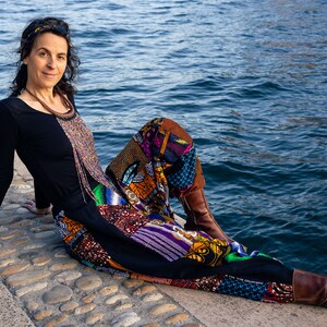 DIAM harem pants in organic cotton and patchwork from Senegal - A unique, ethical and eco-responsible garment, handcrafted