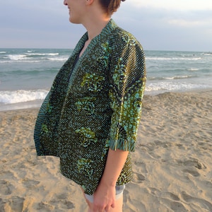 Wax kimono jacket – Ethical African cotton – One size – Eco-friendly craftsmanship – Ethnic style, boho chic fashion for men or women