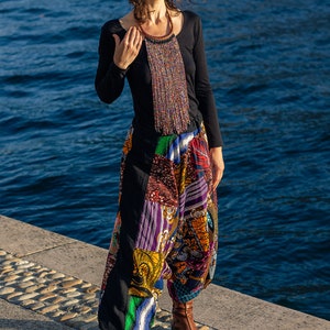 DIAM harem pants in organic cotton and patchwork from Senegal Unisex pants, unique, ethical and eco-responsible, handcrafted image 2