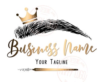 Crown Brow Microblading Logo: Custom Branding Design (Digital Files)