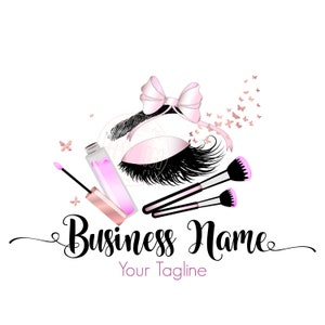 Lash Extension Logo Design: Pink Cosmetic Makeup Artist Logo (Digital Files)