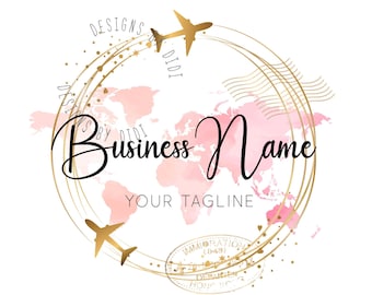 Travel Logo, gold pink travel logo design, travel Business Logo, logo design travel, Travel Agent Logo, travel graphic design, vector logo