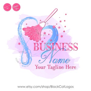 Wasserfarben Putzservice Logo: Pink & Blau Housereinigung Branding (Digitale Dateien)