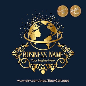 Travel Logo, Travel Agent Logo, gold royal blue travel logo design, elegant modern feminine travel logo design, vector travel business logo