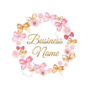 Logotipo de flor em aquarela: guirlanda de laço rosa (arquivos digitais)