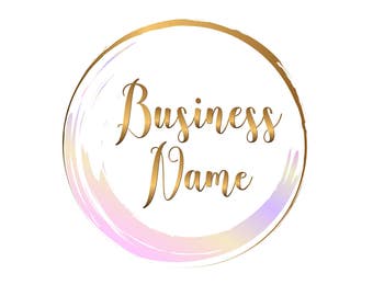 Rundes Geschäftslogo in Gold: Lila Wellen-Design (Digitale Dateien)