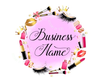 Beauty Cosmetics Logo Design: Pink Gold Branding Package
