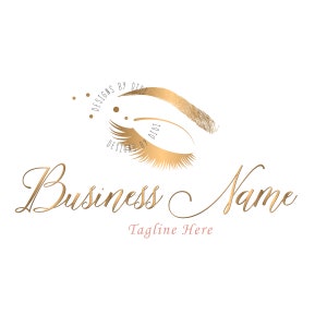 Eyelash Gold Logo Design: Beauty Cosmetics Branding (Digital Files)