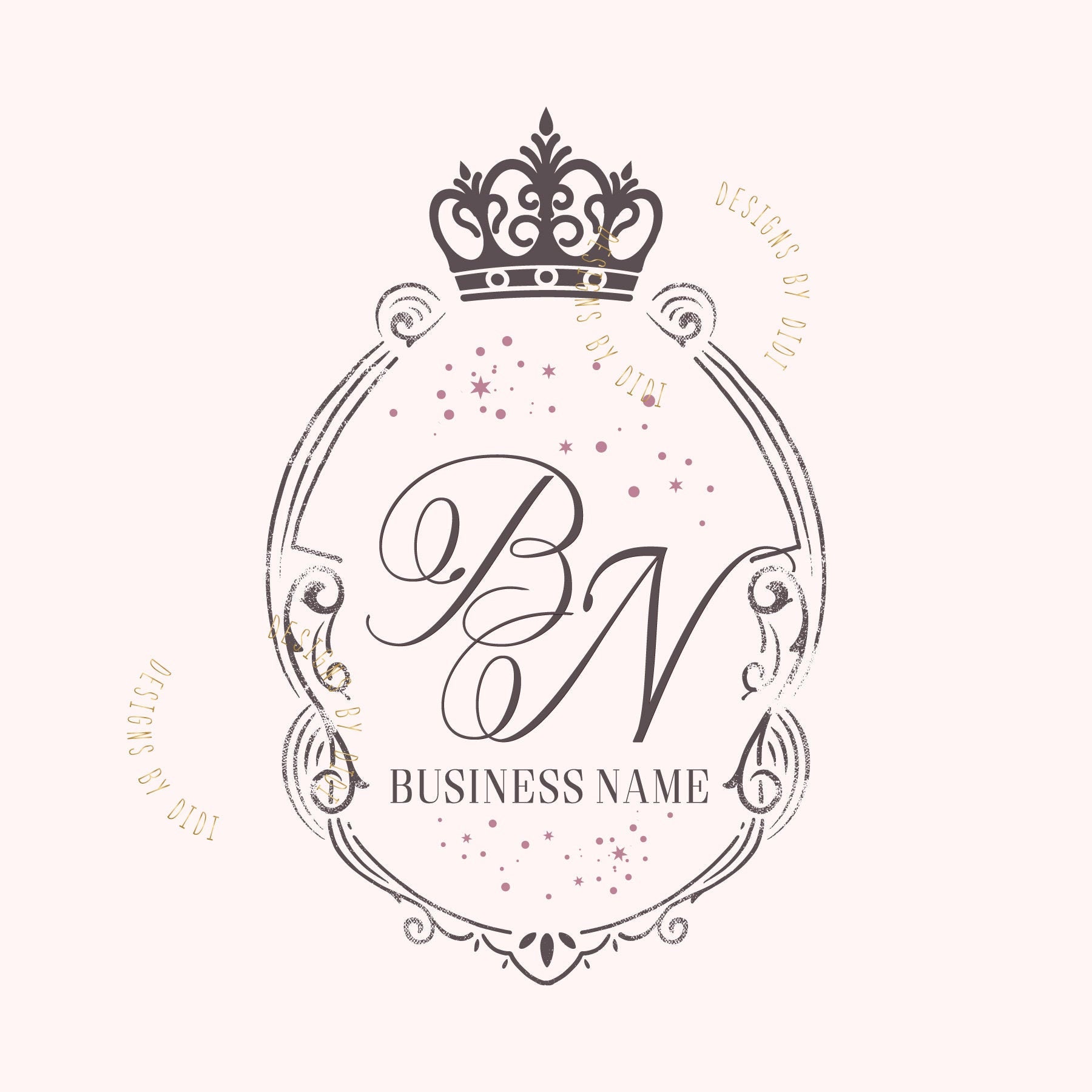 Benutzerdefinierte LogoDesign Krone Initialen runde Logo