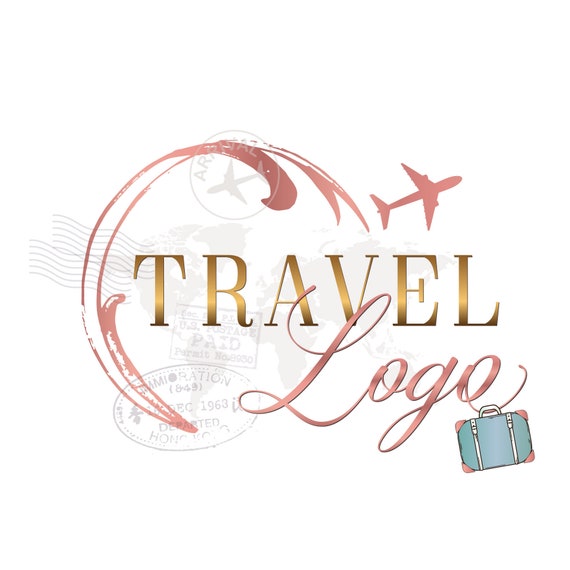 Travel Logo Round Circle Rose Gold Logo Design Travel Pink 