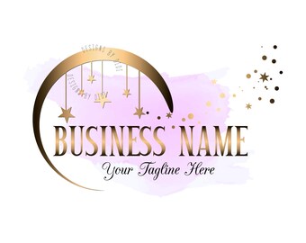 Moon Stars Logo: Feminine Branding Identity (Digital Files)