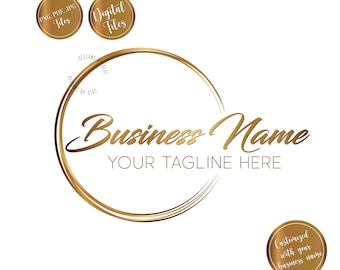 Gold Minimal Rund Logo: Vorgefertigte Fashion Business Branding (Digitale Dateien)