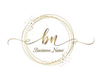 Goldenes rundes Initial-Logo: Boutique Fashion, Beauty Salon (Digital Files)