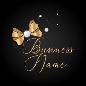Bow gold logo, Boutique logo, feminine logo, bow glitter sparkle logo, hair bow logo design, vector graphic design boutique, chic cute logo