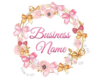 Watercolor Flower Wreath Logo: Feminine Boutique Design