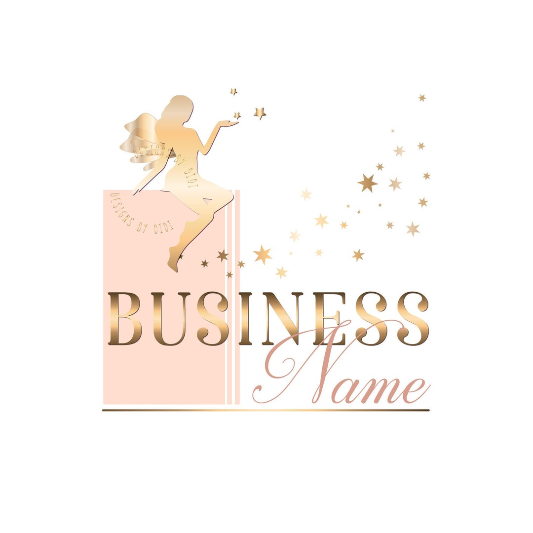 Custom Logo Design Fairy Glitter Logo Pink Gold Glitter Logo - Etsy