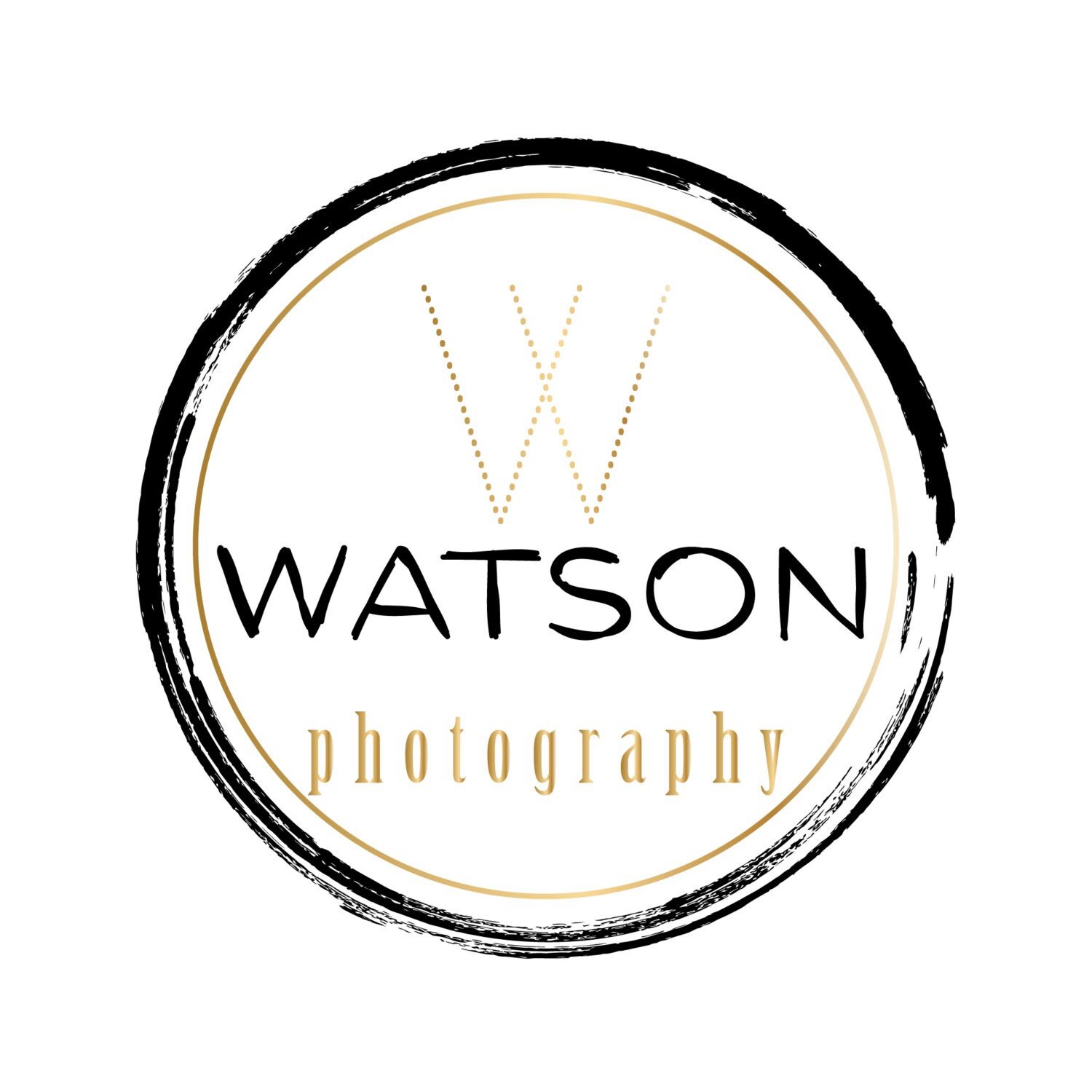 Round Circle Black Gold Logo Designblack Gold Watermark Etsy