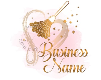 Logo de nettoyage, service de femme de chambre, nettoyage professionnel, logo de service de nettoyage à l&#39;aquarelle, image de marque de nettoyage de maison bleu rose vif, logo d&#39;entretien ménager