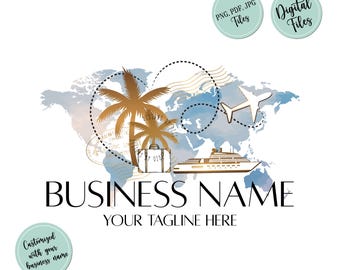 Travel agent logo, travel Logo, travel agency logo, airplane cruise ship heart suitcase travel design, tourism logo, vacay graphic design