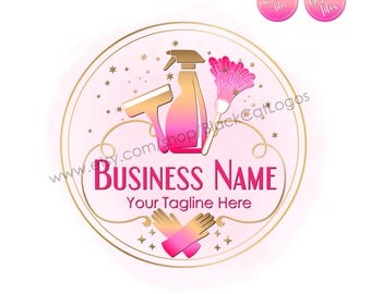 Cleaning logo, maid service, Professional clean, watercolor cleaning service logo, round label design cleaning branding, housekeeping logo