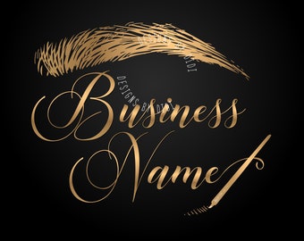 Custom Brow Logo Design: Gold & Black Microblading Branding (Digital Files)
