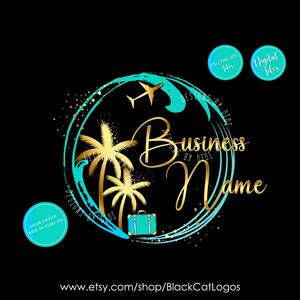 Reislogo, logo koffer vliegtuig, reisbureaulogo, logo reisbureau, goud blauwe kaart reizen logo ontwerp vector, branding pakket