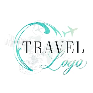 Travel Logo, Round circle blue logo design, blue teal ocean logo, Travel Business Logo, Travel Agent Logo, travel agency logo, vector logo