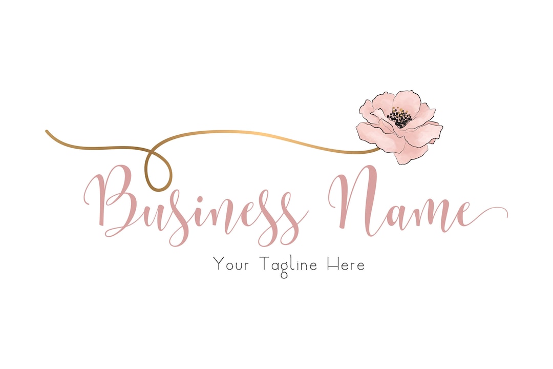 Flower Logo Design, Pink Flower Logo Design, Watercolor Pink Flower