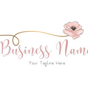 Flower Logo Design, Pink Flower Logo Design, Watercolor Pink Flower ...