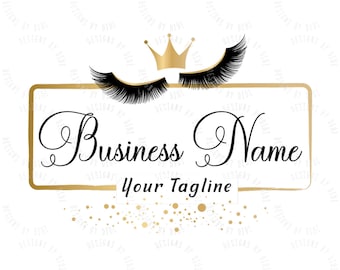 Lash logo, eyelash logo, beauty logo, gold lashes crown logo, lash logo design, makeup Logo, makeup artist logo, vector crown mink lash logo