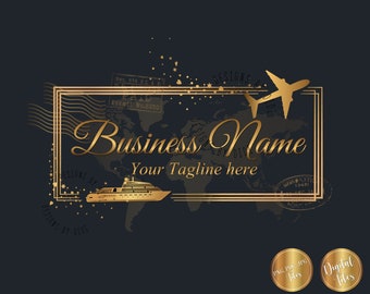 Reisebüro Logo-Design: Gold, Schwarz, und Grau Branding Paket