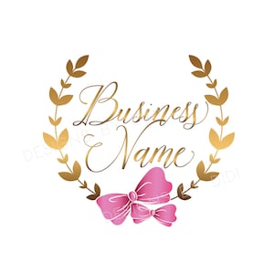 Wreath floral bow logo, boutique logo, fashion logo, beauty logo, feminine logo, sparkle bow watermark, branding identity, graphic design