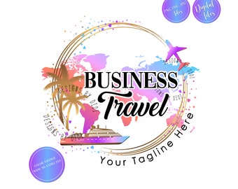 Travel Logo, palm tree sunset plane ship cruise logo, travel agent logo, travel agency logo, tourism logo, branding package, graphic design