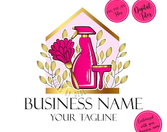 Cleaning Service Logo: Gold Duster Design (Digital Files)
