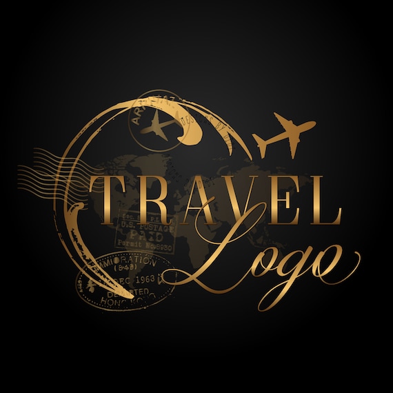 Travel Logo Round Circle Black Gold Logo Design Travel Gold Etsy