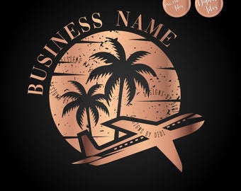 Travel Logo, Reisebüro Business Branding Template, Sunset Kupfer Rosegold Design, Travel Blogger Trip Addresser Design, Tuxour Sun Urlaub