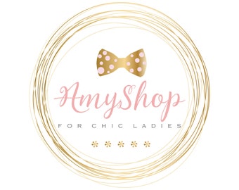 Bow logo, ribbon logo, bow tie logo, girlish gold pink Logo design, Professional Business Logo, graphic design, chic logo, feminine logo