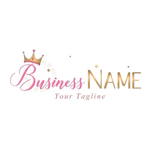 Gold Crown Logo Design: Feminine Branding Package (Vector Graphic)