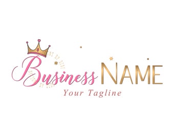 Gold Crown Logo Design: Feminine Branding Package (Vector Graphic)