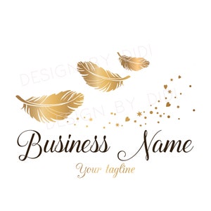 Progettazione del logo Gold Feather: marchio aziendale femminile (file digitali)
