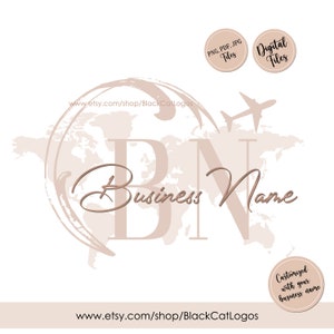 Pink & Gold Travel Logo Design: Premade Vector Logo (Digital Files)